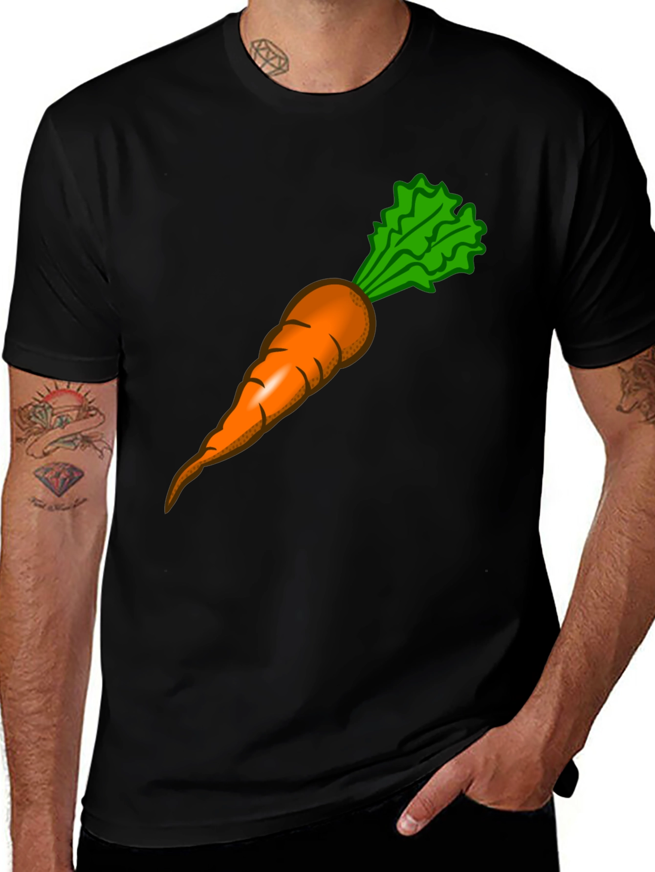 Funny Carrot Graphic Tee - Black Cotton T-Shirt
