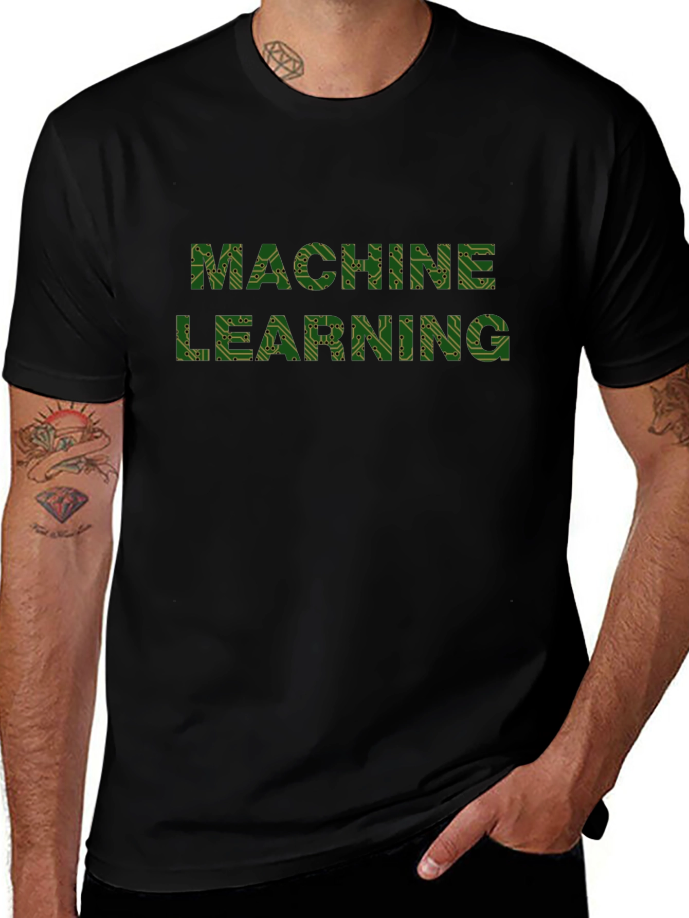 Variant 11 of Machine Learning Circuit Board Graphic Tee - Black