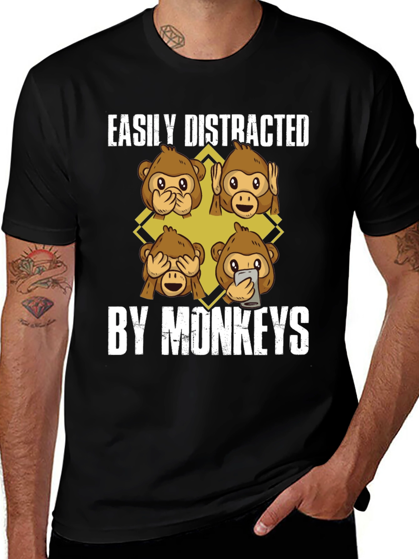 Variant 6 of Easily Distracted By Monkeys Graphic Tee