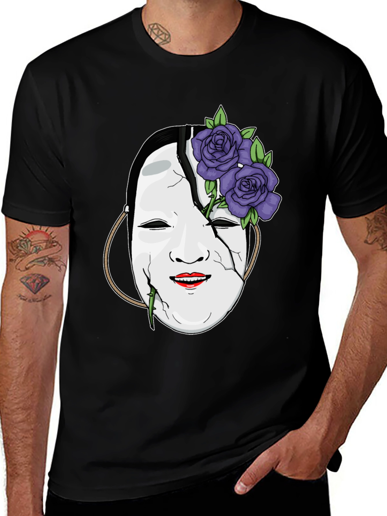 Mask with Roses Graphic T-Shirt