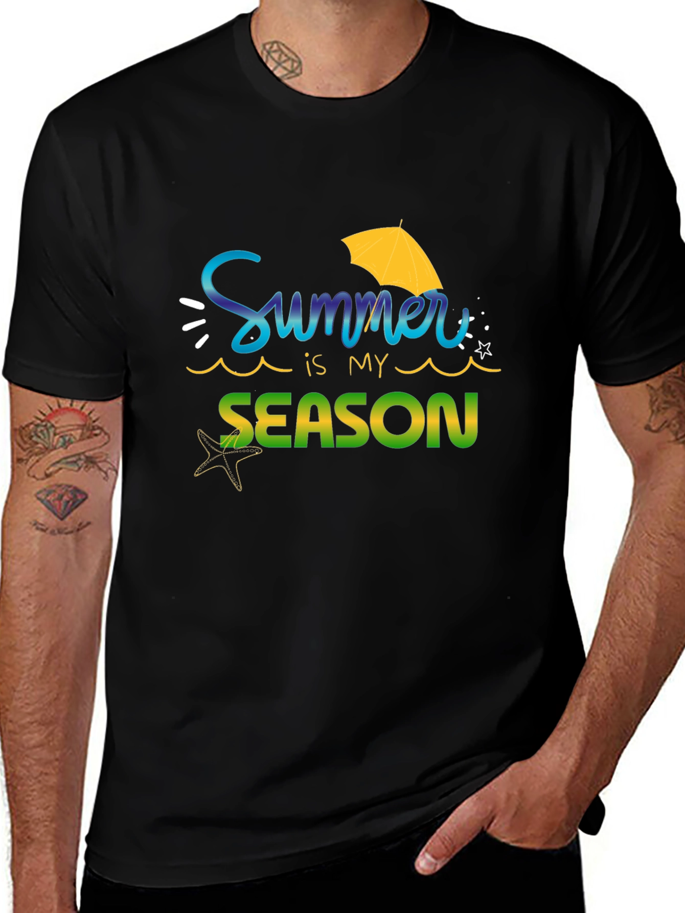 Variant 30 of Summer is My Season Black T-Shirt