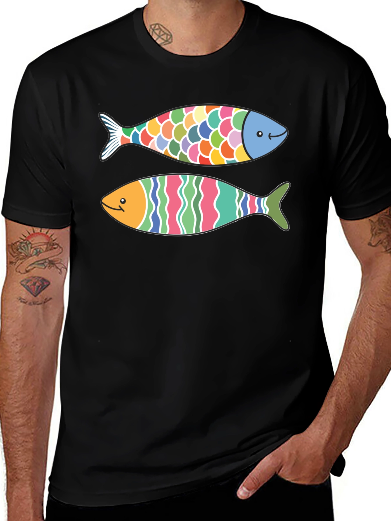 Funky Fish Graphic Black T-Shirt
