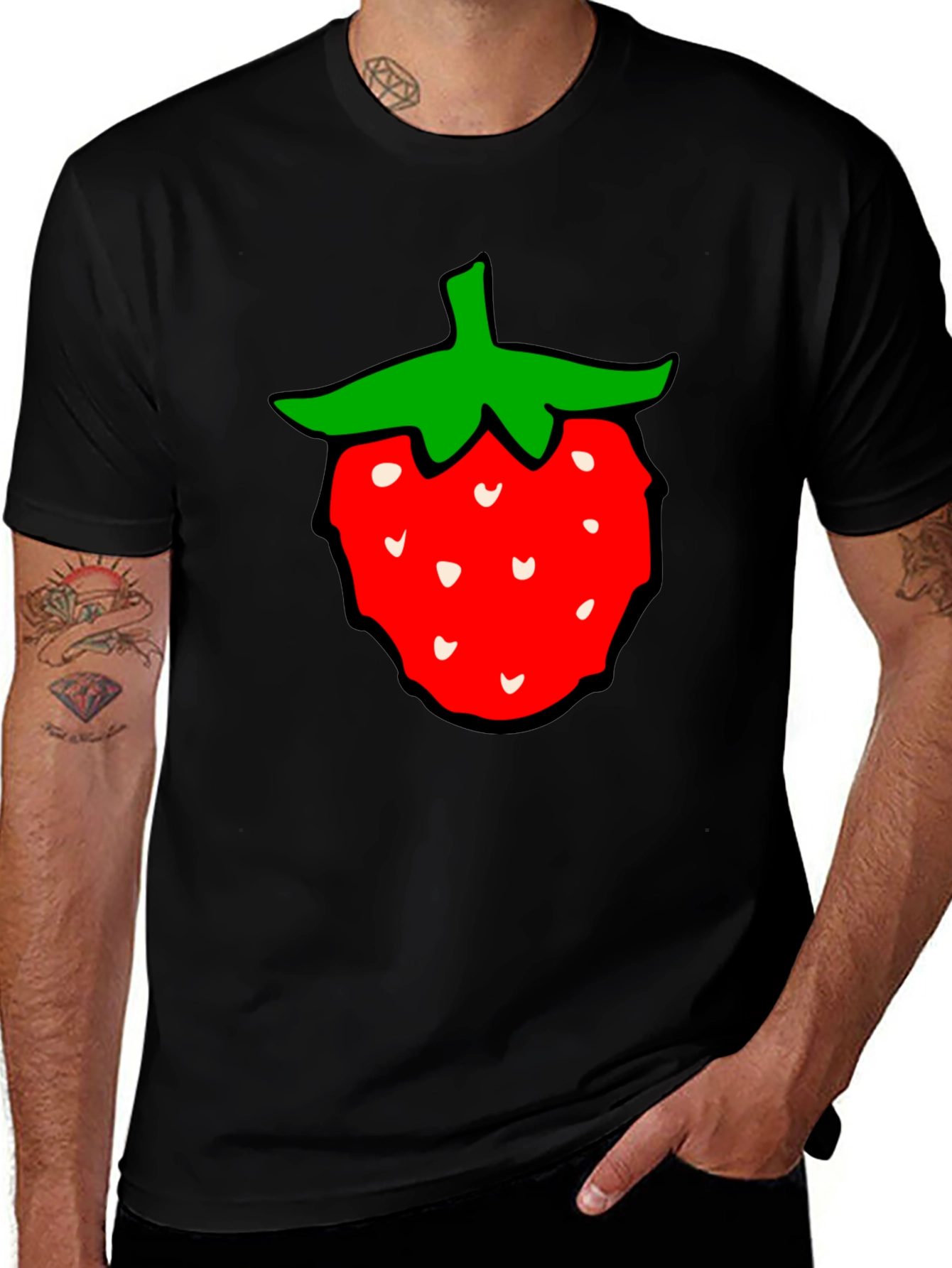 Variant 29 of Strawberry Graphic Tee - Classic Black Cotton T-Shirt