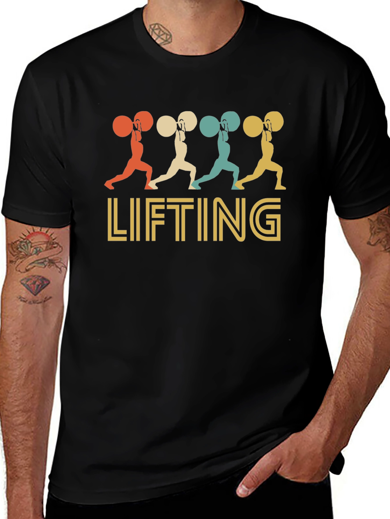 Variant 28 of Retro Weightlifting T-Shirt