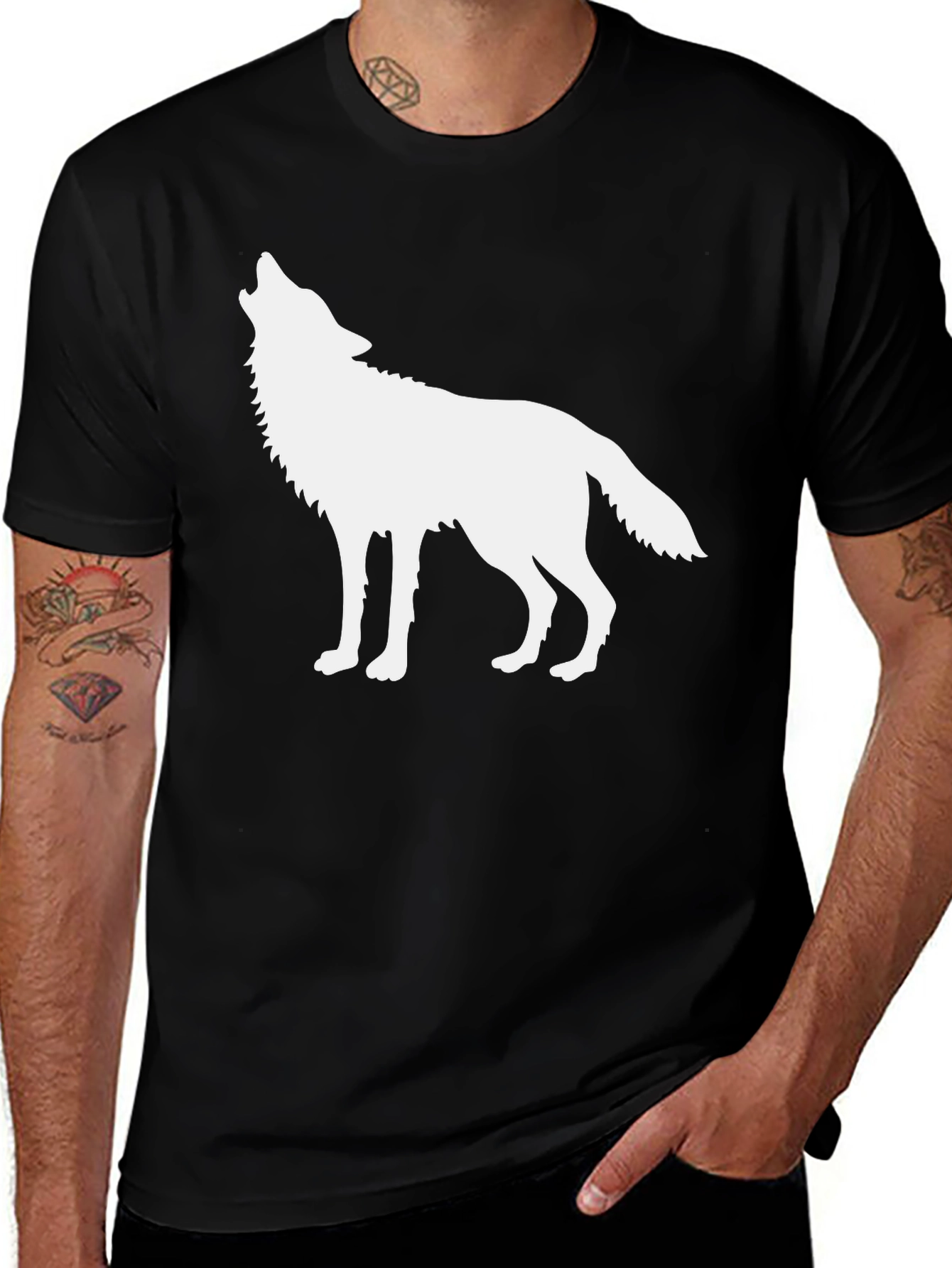 Variant 28 of Wolf Silhouette Black T-Shirt
