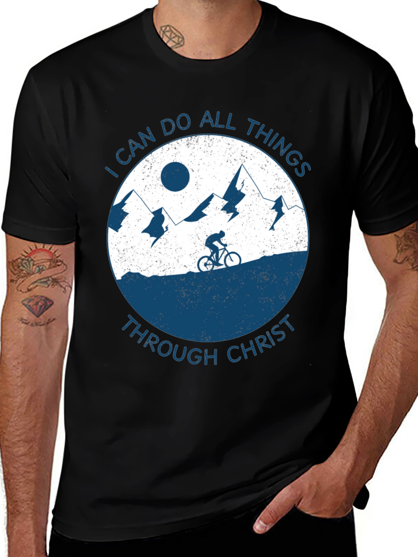 Variant 19 of I Can Do All Things Through Christ Mountain Biker T-Shirt