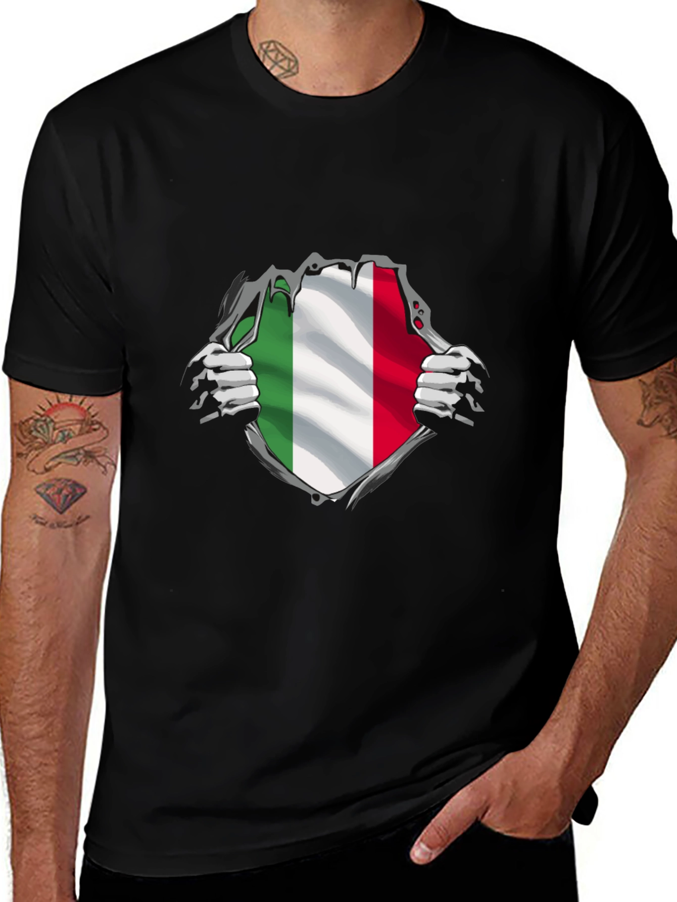 Variant 26 of Italian Flag Super Hero T-Shirt