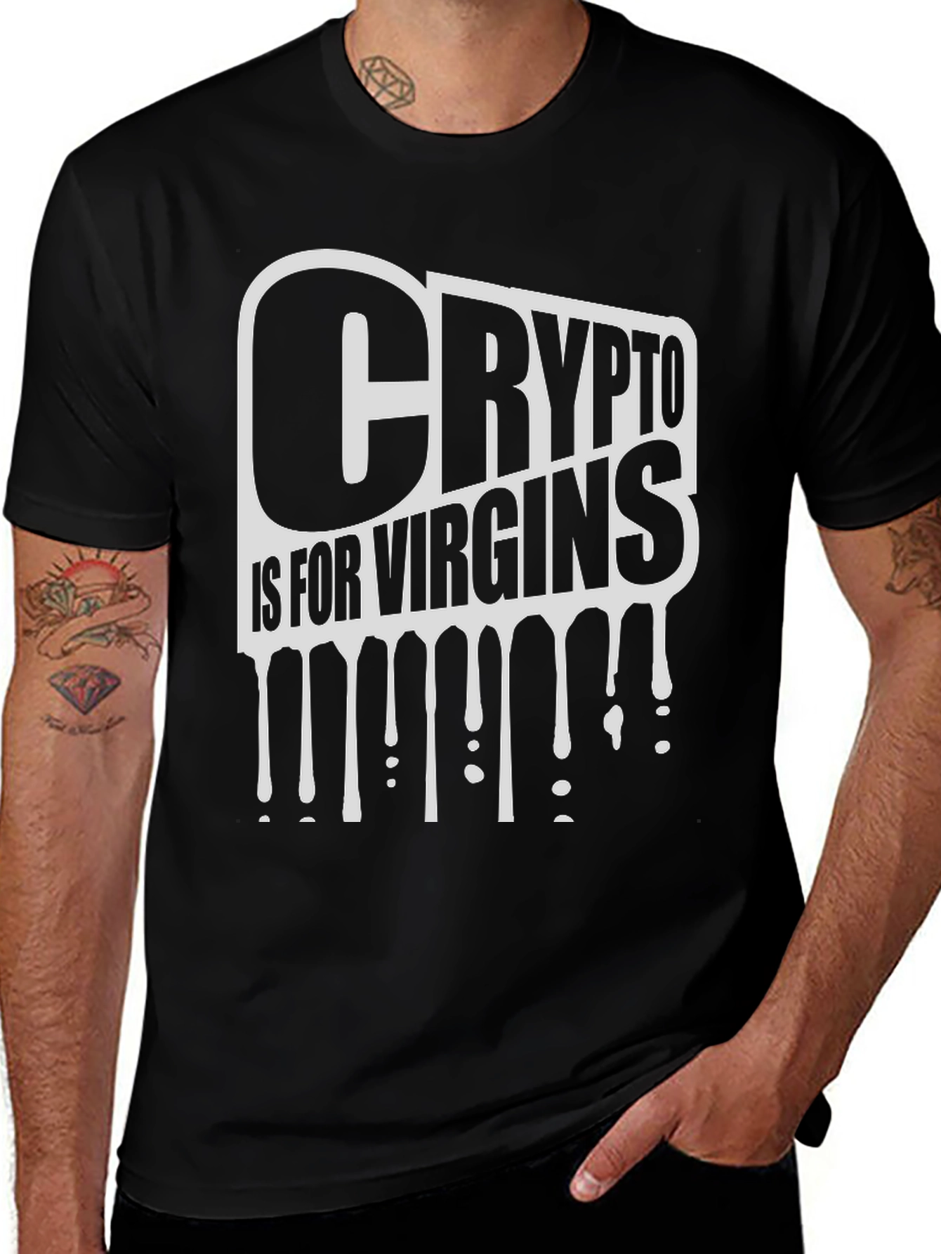 Variant 7 of Crypto Is For Virgins Graphic Tee - Black Crew Neck