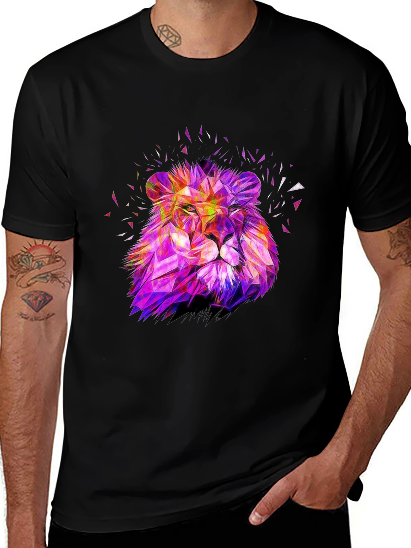Variant 27 of Geometric Lion Graphic Print Tee