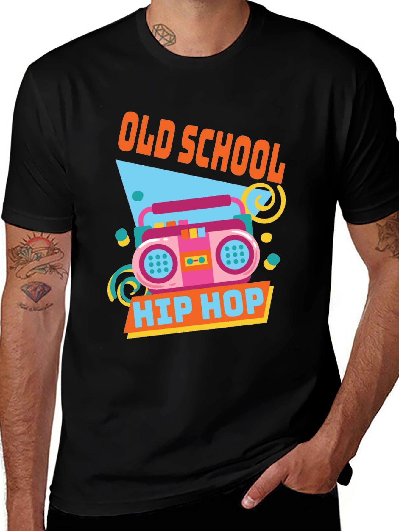 Variant 10 of Old School Hip Hop Graphic Tee - Retro Boombox Design