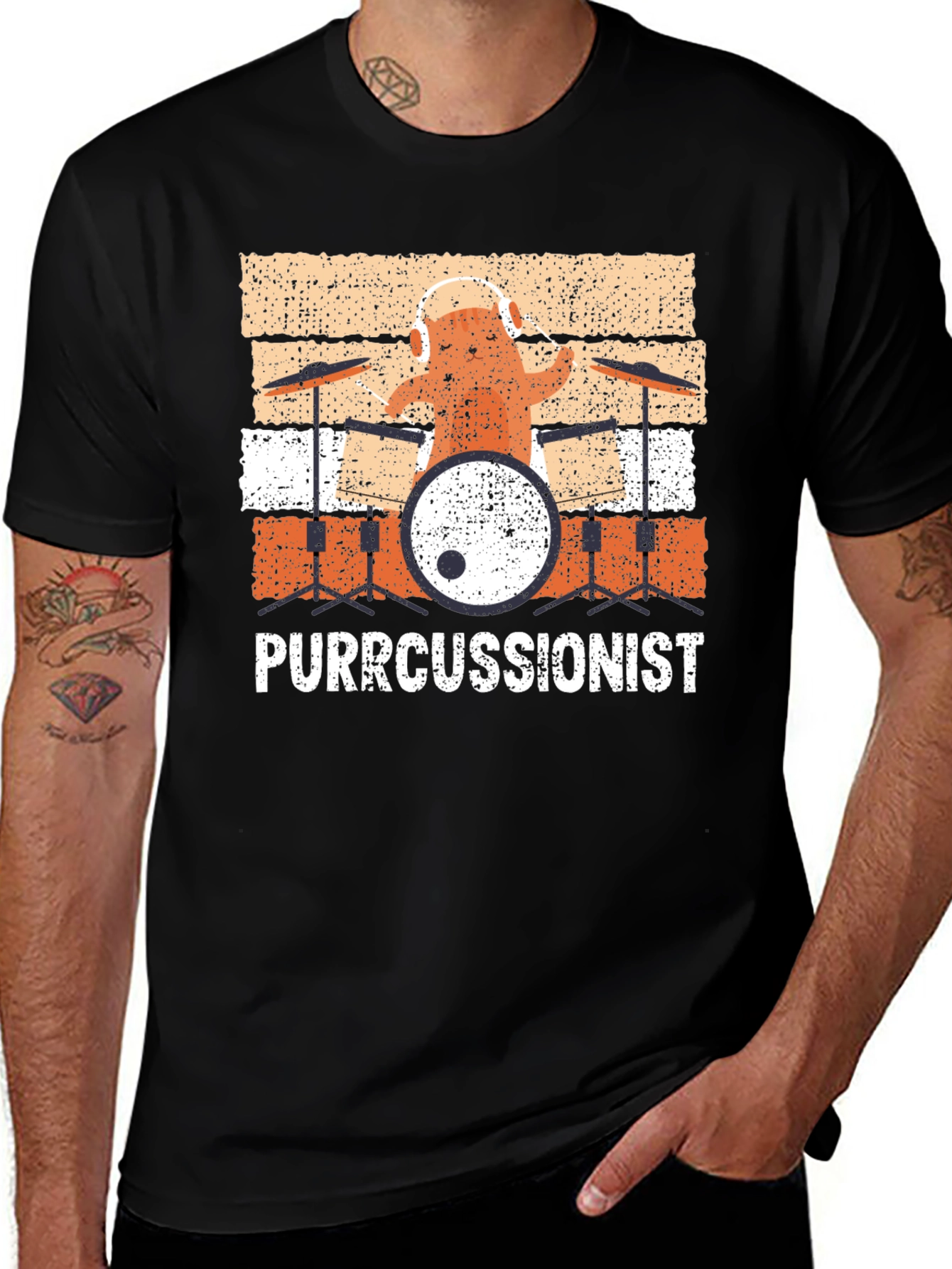 Variant 24 of Purrcussionist Drummer Cat T-Shirt
