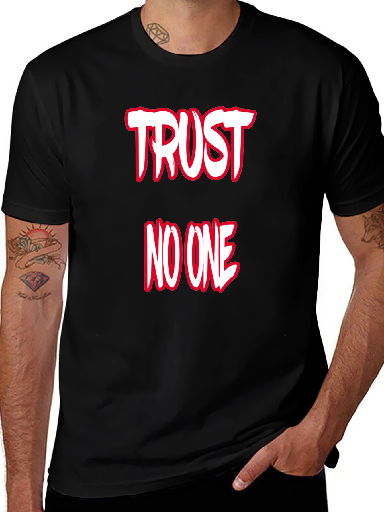 Variant 15 of Trust No One Graphic Tee - Black Cotton T-Shirt