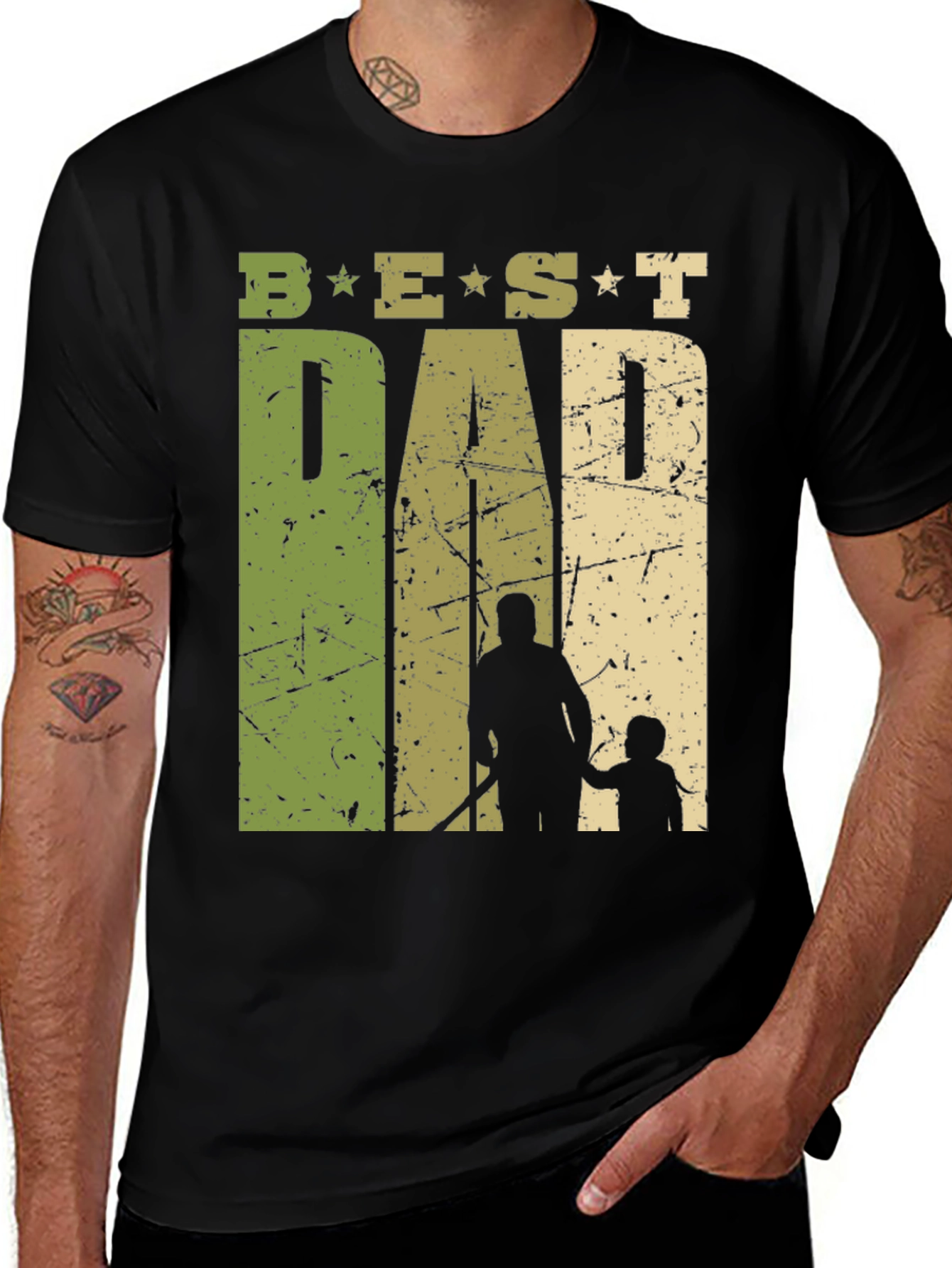 Black Best Dad Ever Graphic T-Shirt - Father's Day Gift main image
