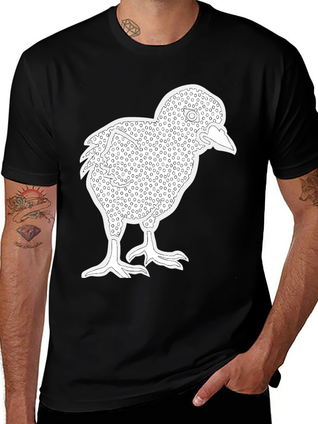 Variant 10 of Cute Chick Graphic Tee - Black Cotton T-Shirt
