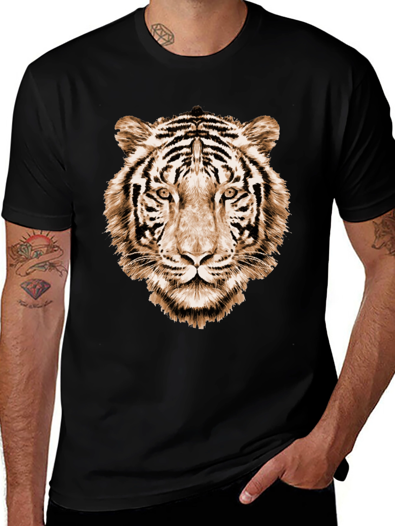 Variant 30 of Tiger Graphic Print Black T-Shirt