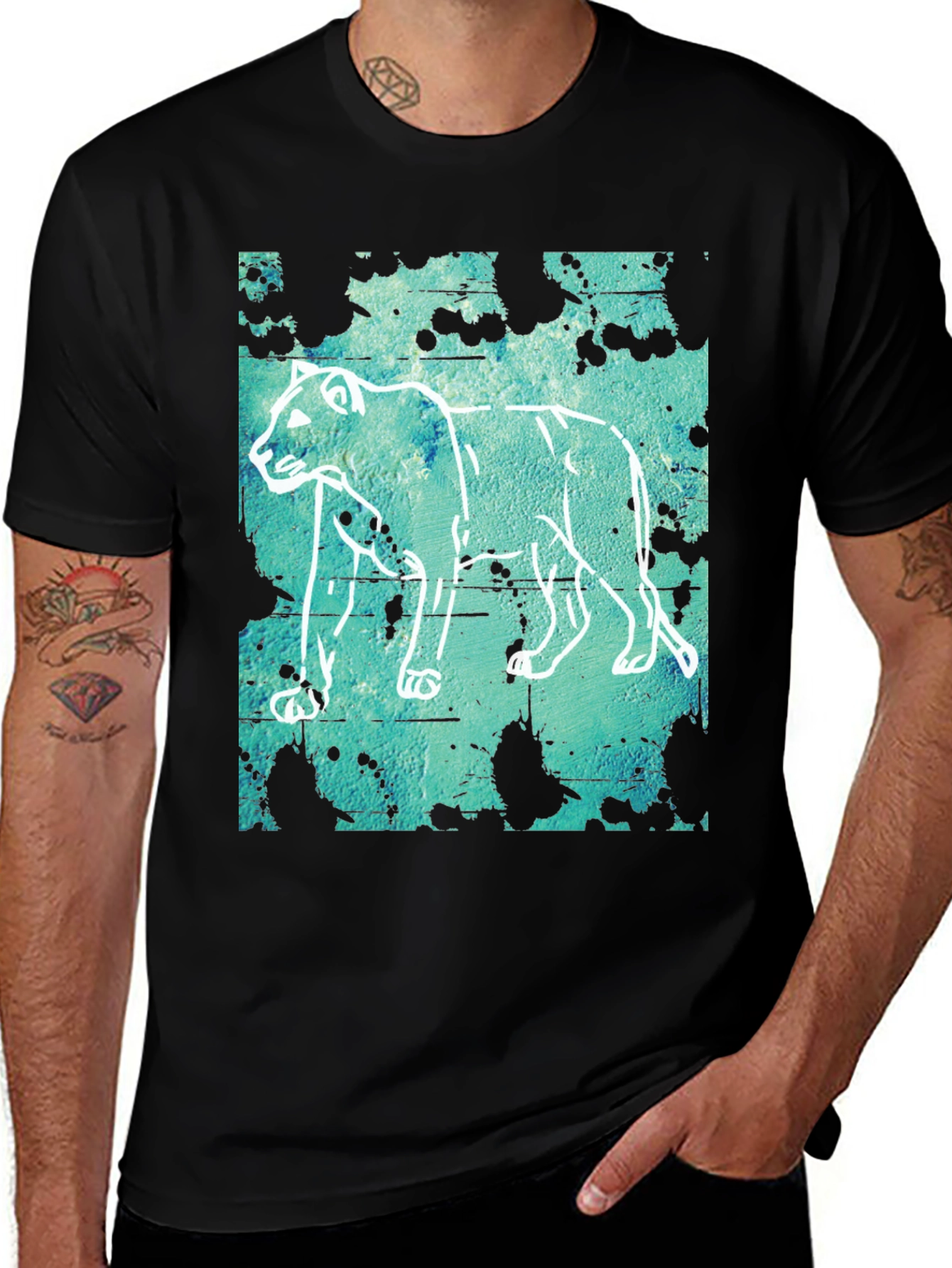 Variant 6 of Abstract Lion Graphic Print T-Shirt - Men's Casual Tee