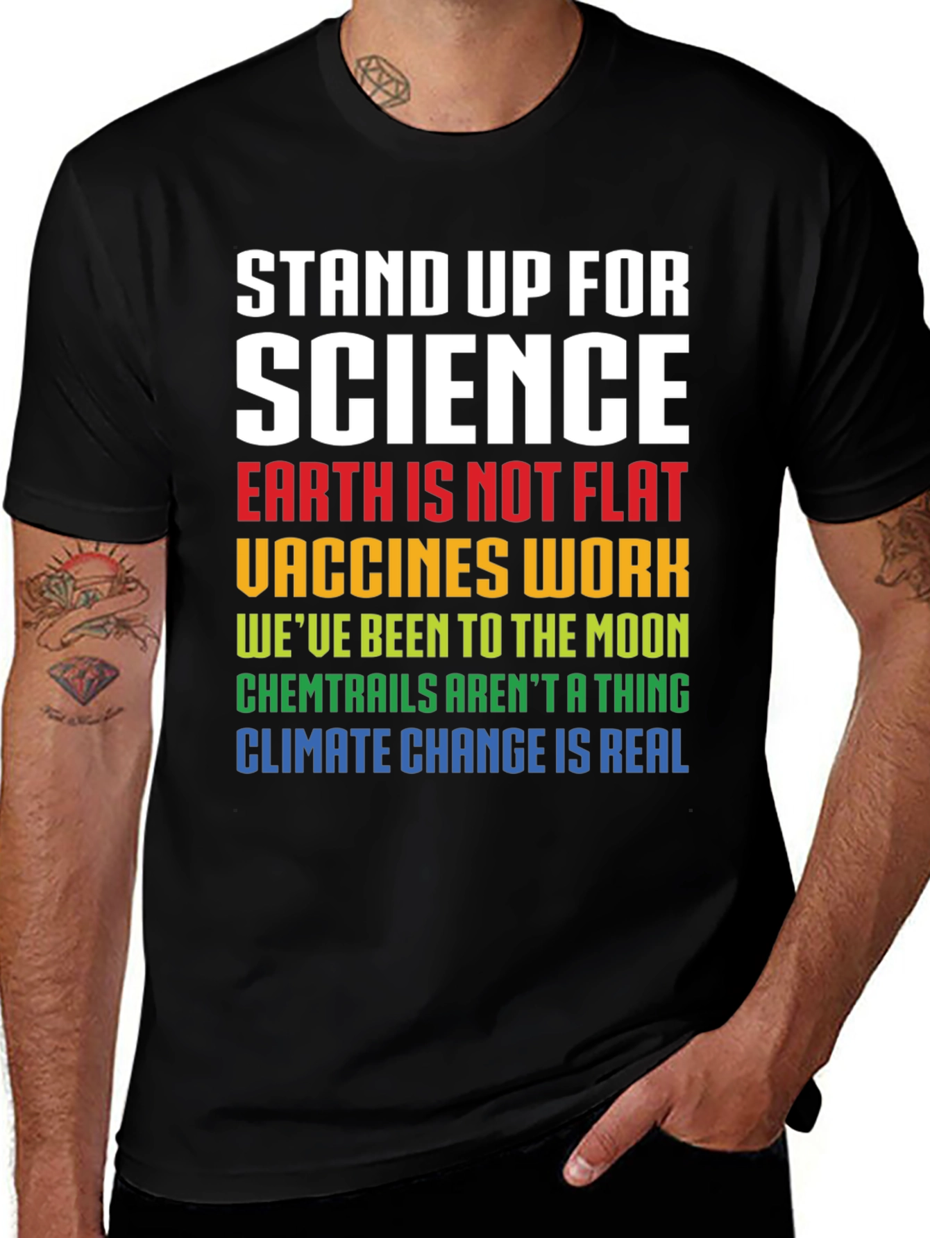 Stand Up For Science T-Shirt - Earth Is Not Flat