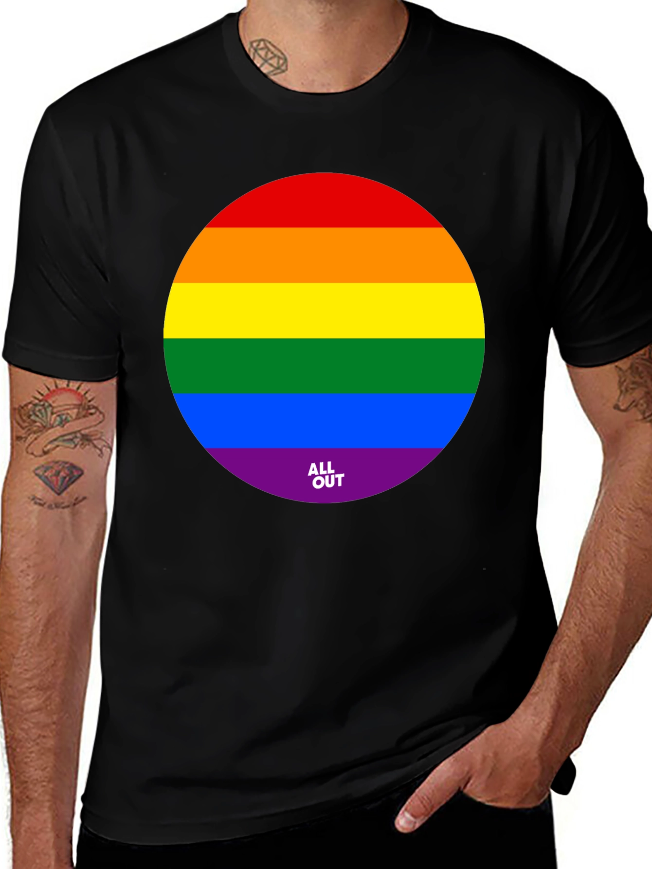 Pride Rainbow Circle Graphic Tee - Black