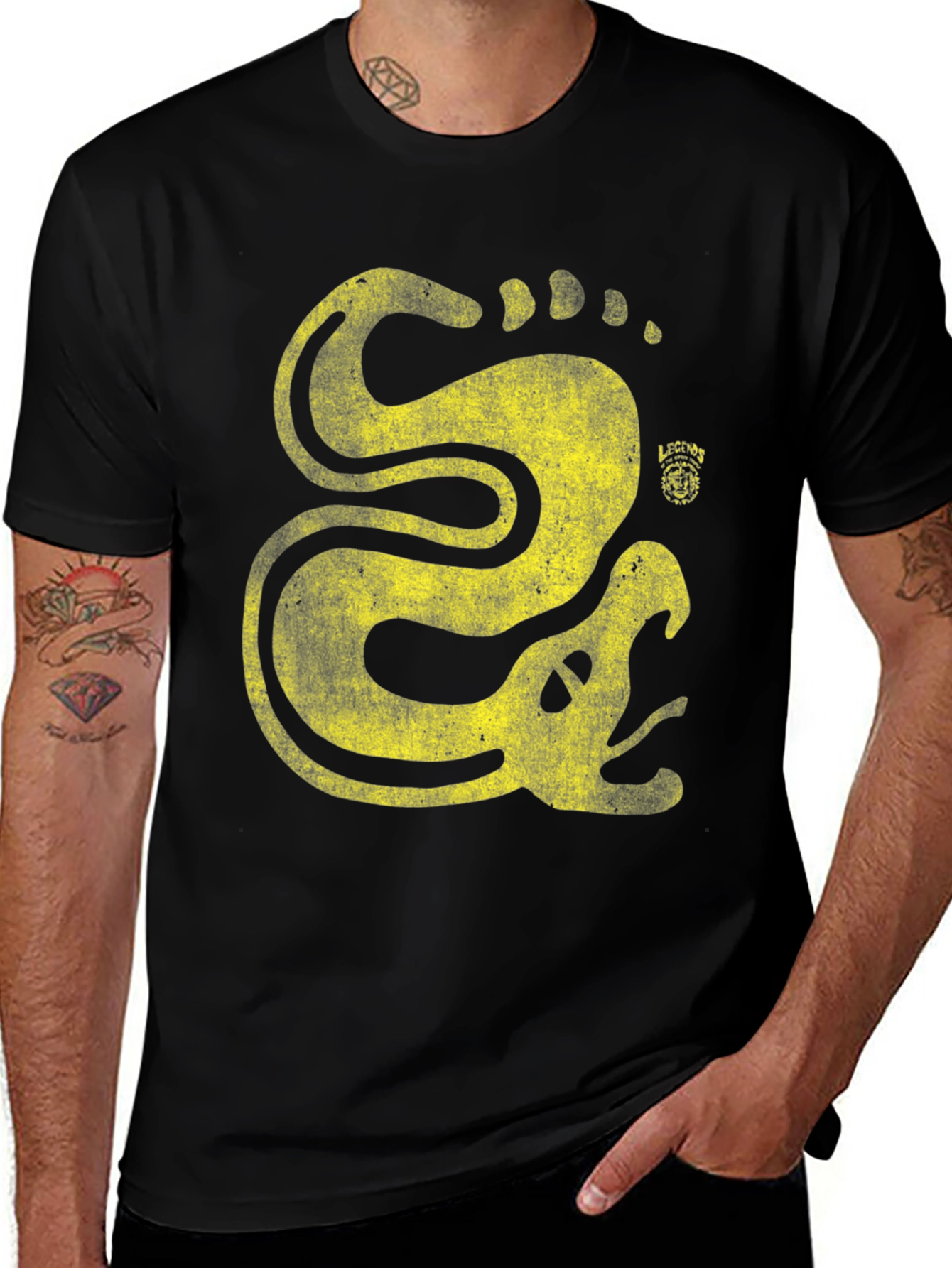 Variant 17 of Stylized Snake Graphic Tee - Distressed Print