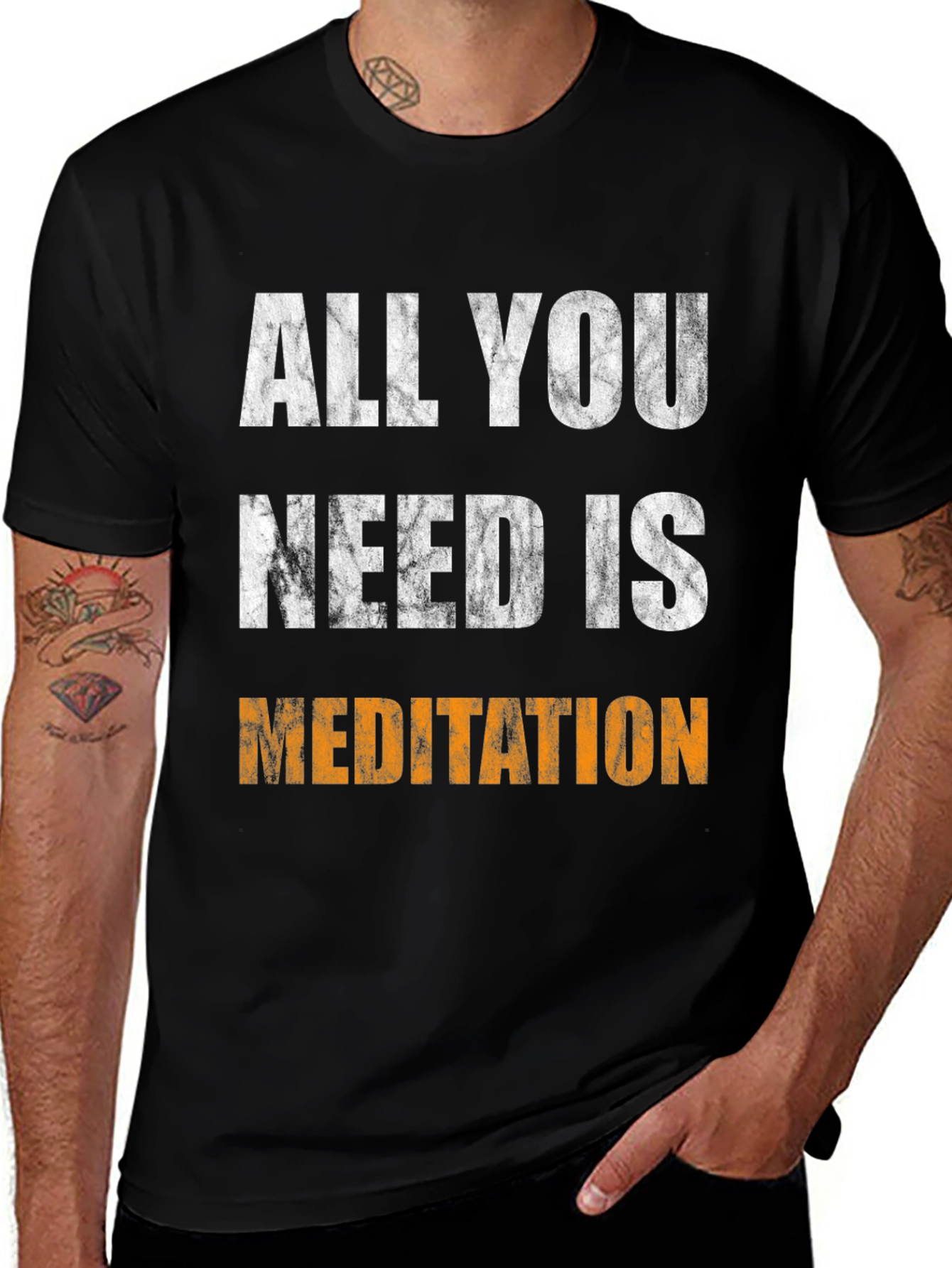 Black All You Need Is Meditation Graphic Tee main image