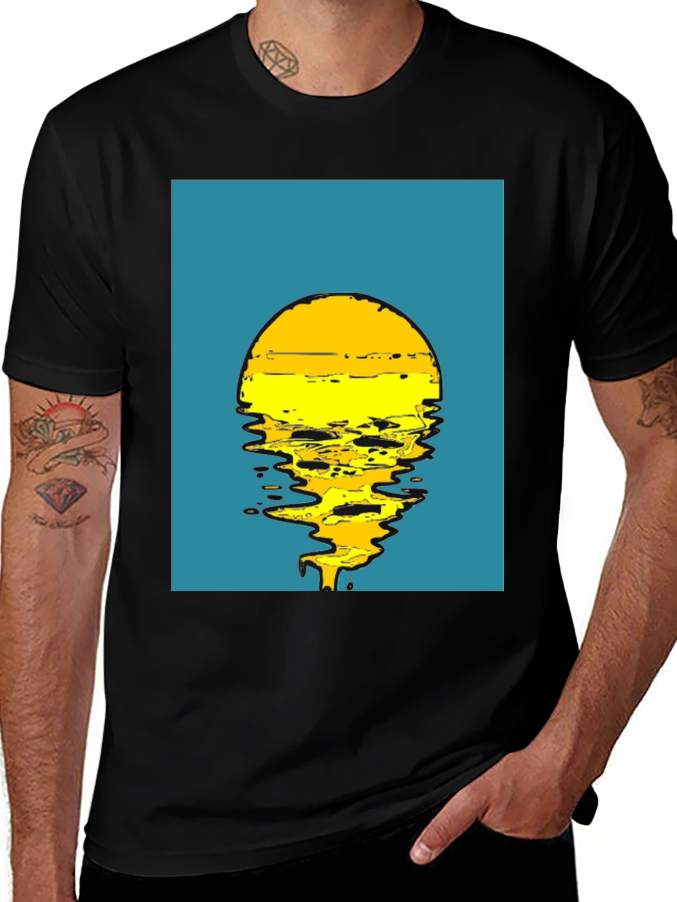 Sunset Graphic Tee - Stylish Men's Black T-Shirt