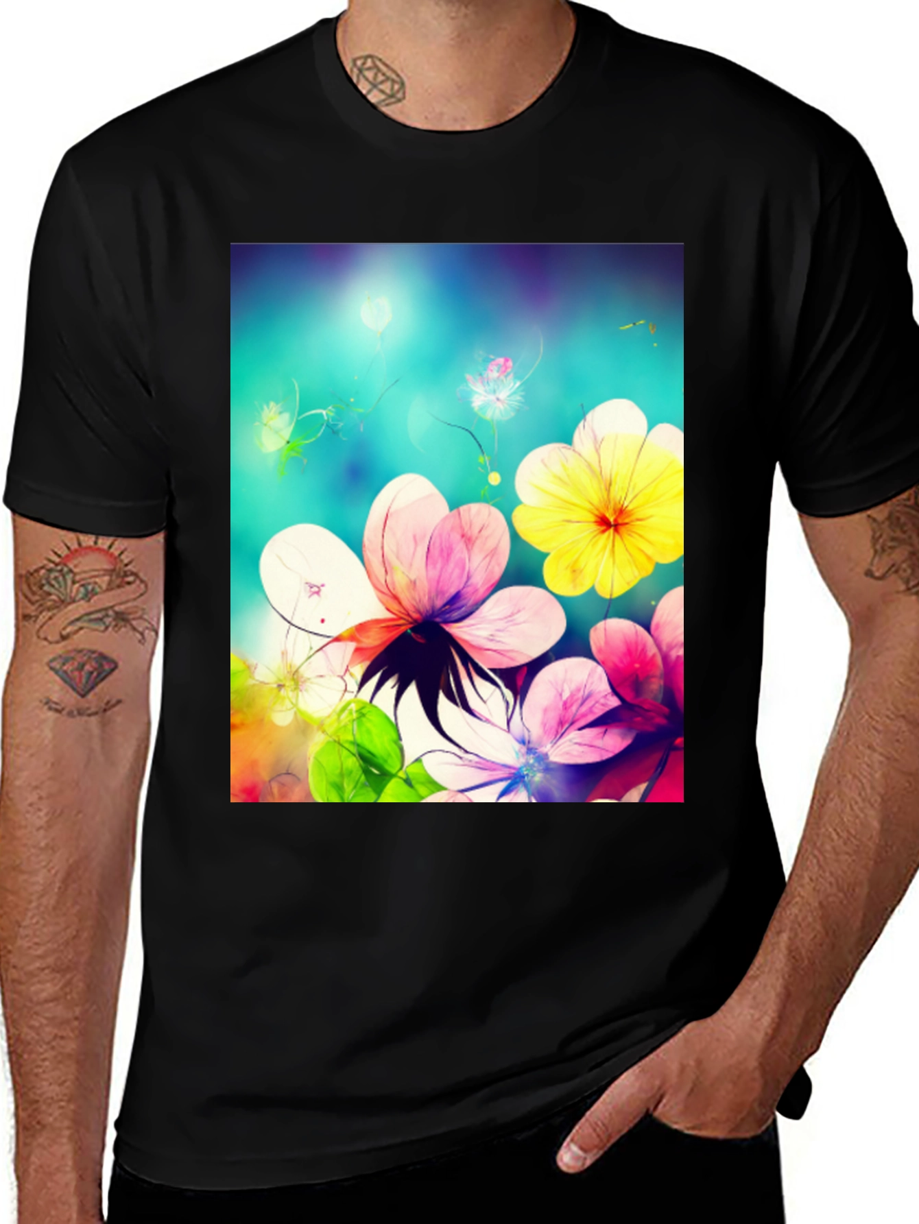 Variant 19 of Floral Art T-Shirt - Colorful Flower Design