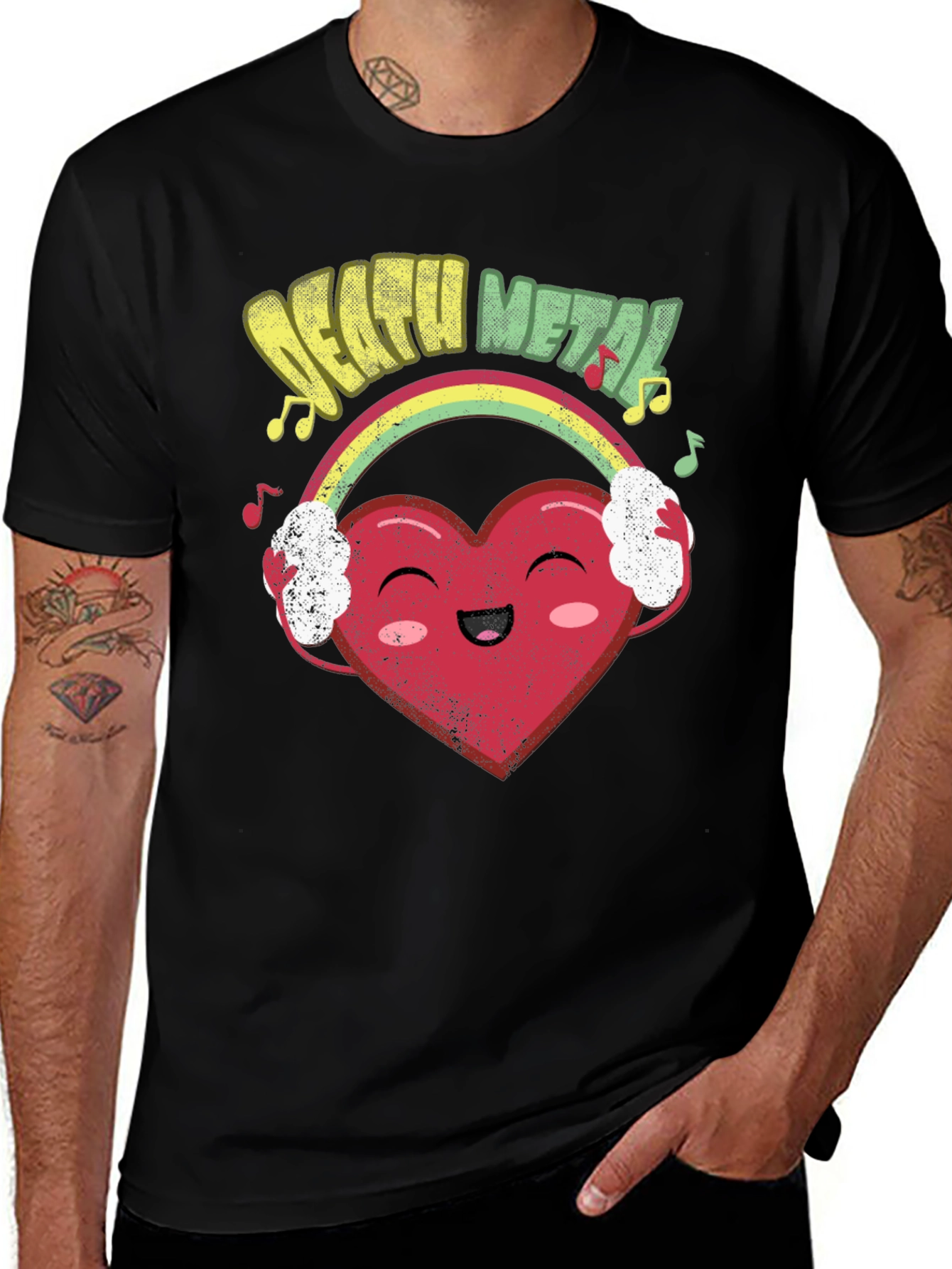 Death Metal Heart Graphic Tee - Black Cotton T-Shirt