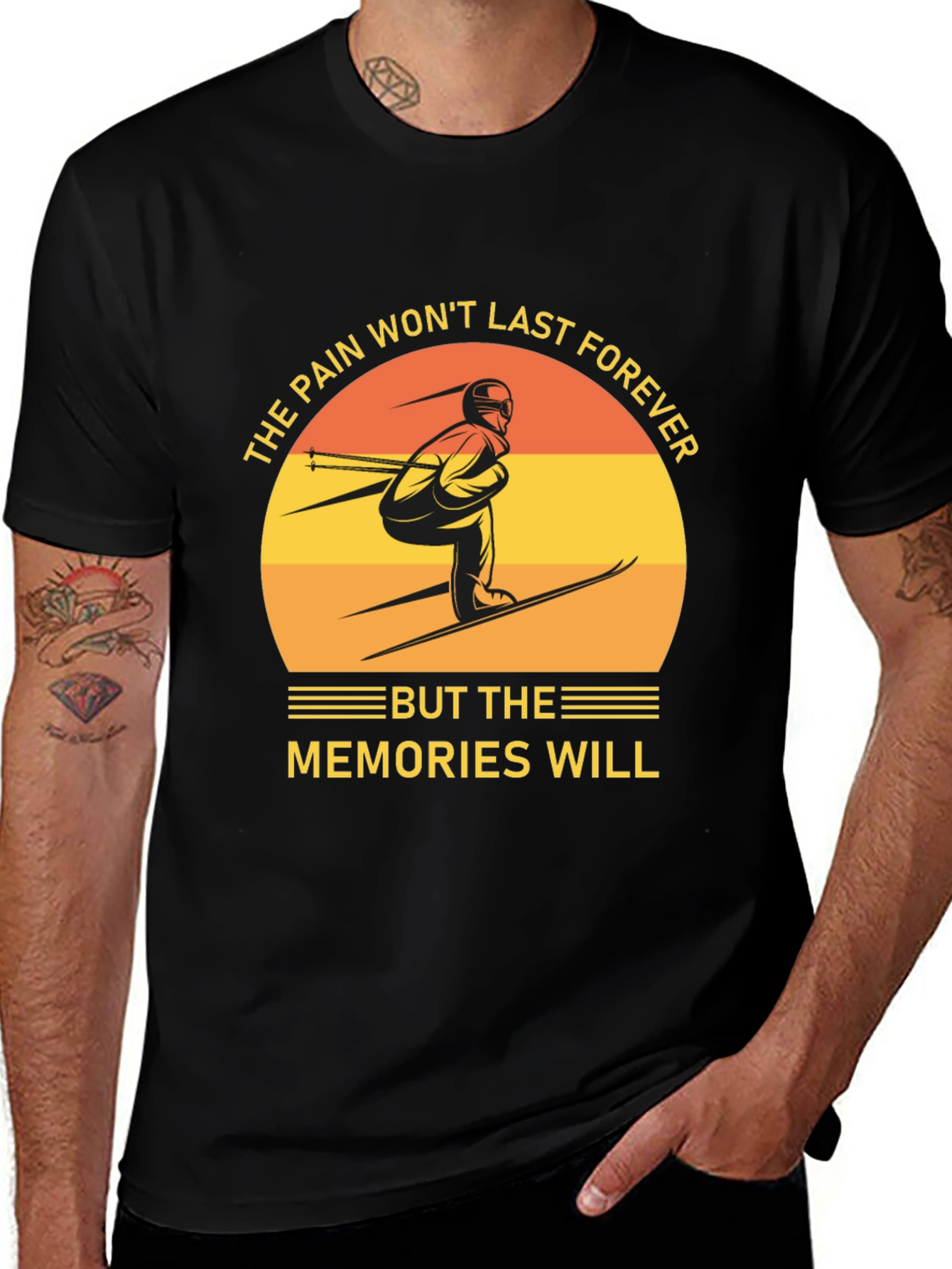 Variant 15 of Skiing Memories T-Shirt: Pain Won't Last, Memories Will!