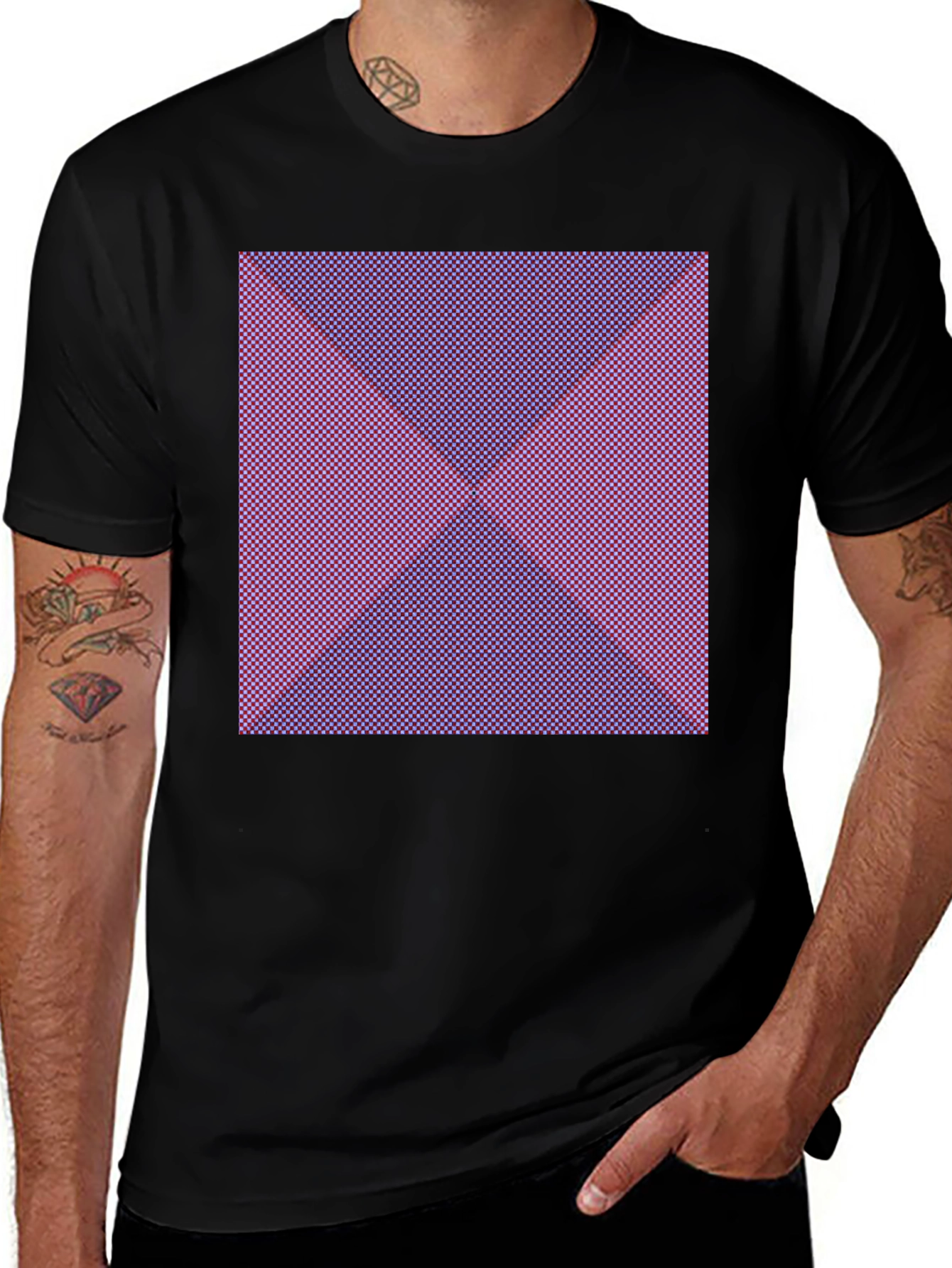 Black Abstract Geometric Dot Pattern Men's T-Shirt main image