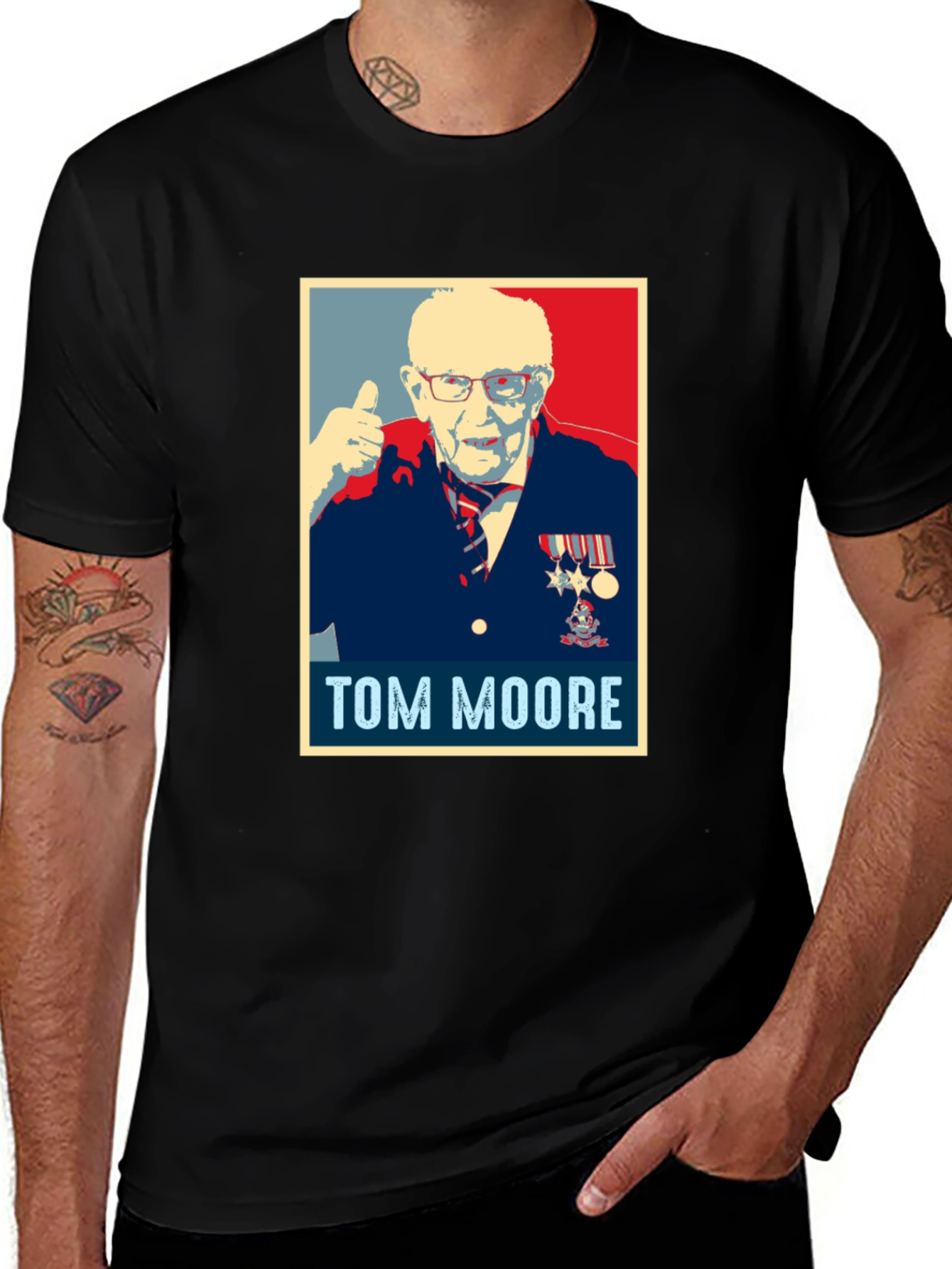 Tom Moore Graphic T-Shirt - Black Cotton Tee