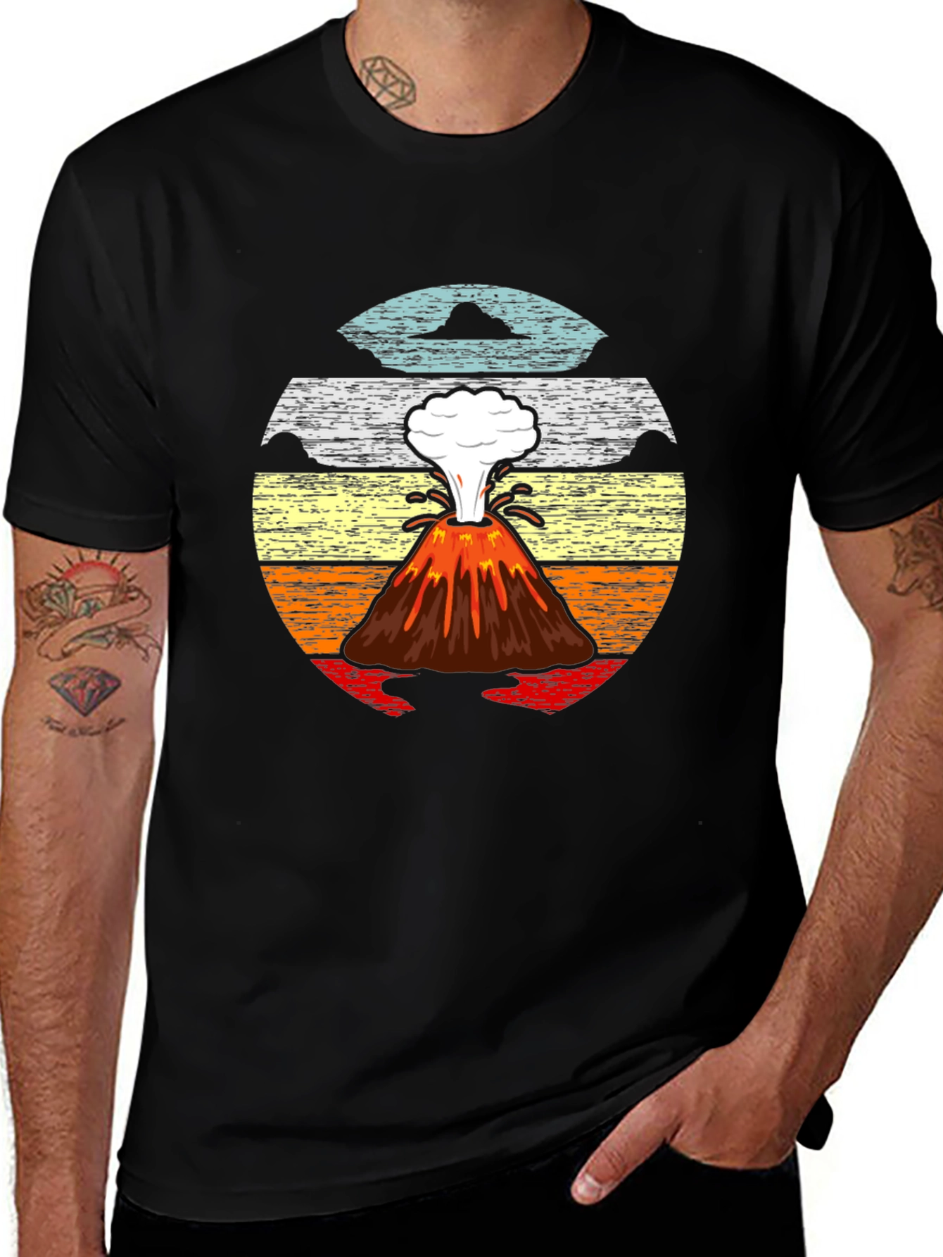 Variant 11 of Volcano Sunset Graphic Tee - Retro Style
