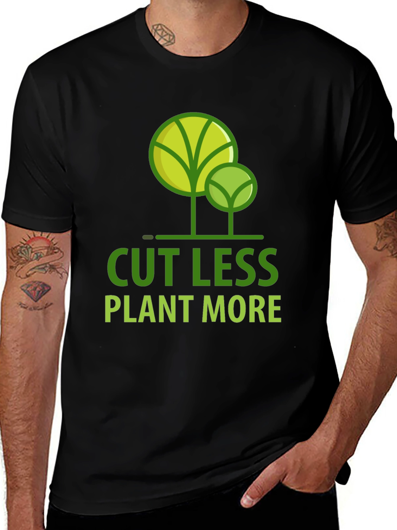 Variant 21 of Eco-Friendly 'Cut Less Plant More' Graphic Tee