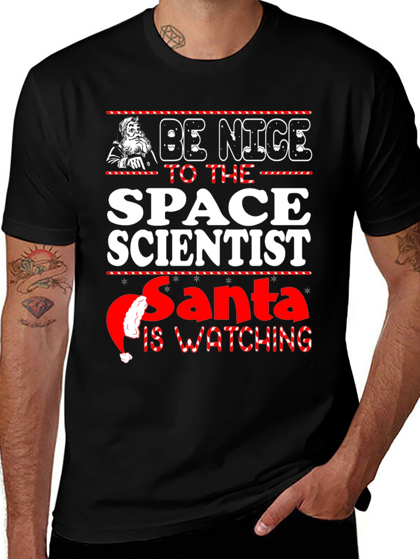 Variant 30 of Be Nice to the Space Scientist Santa is Watching T-Shirt