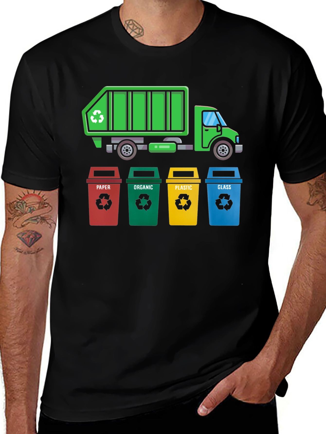 Recycle Truck & Bins T-Shirt - Eco-Friendly Design