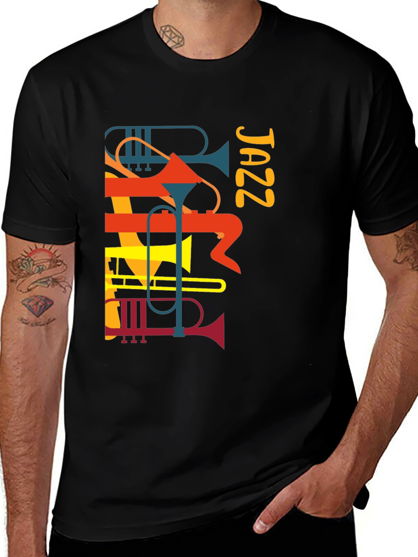 Variant 12 of Jazz Music T-Shirt - Colorful Trumpets
