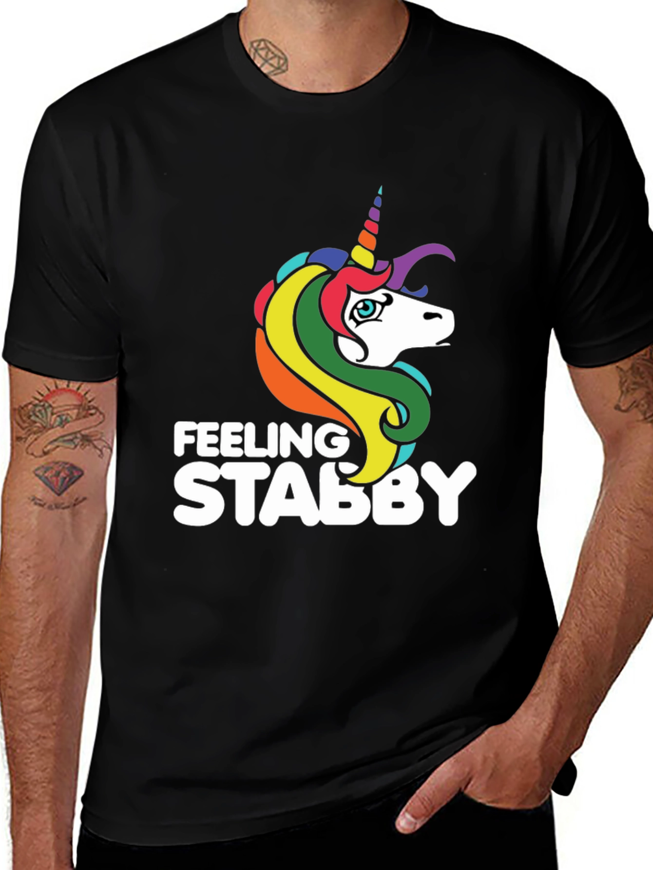 Variant 14 of Feeling Stabby Unicorn Black T-Shirt