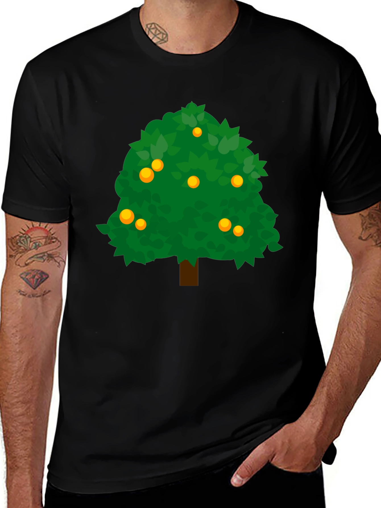 Variant 23 of Orange Tree Graphic Tee - Nature Inspired Black T-Shirt