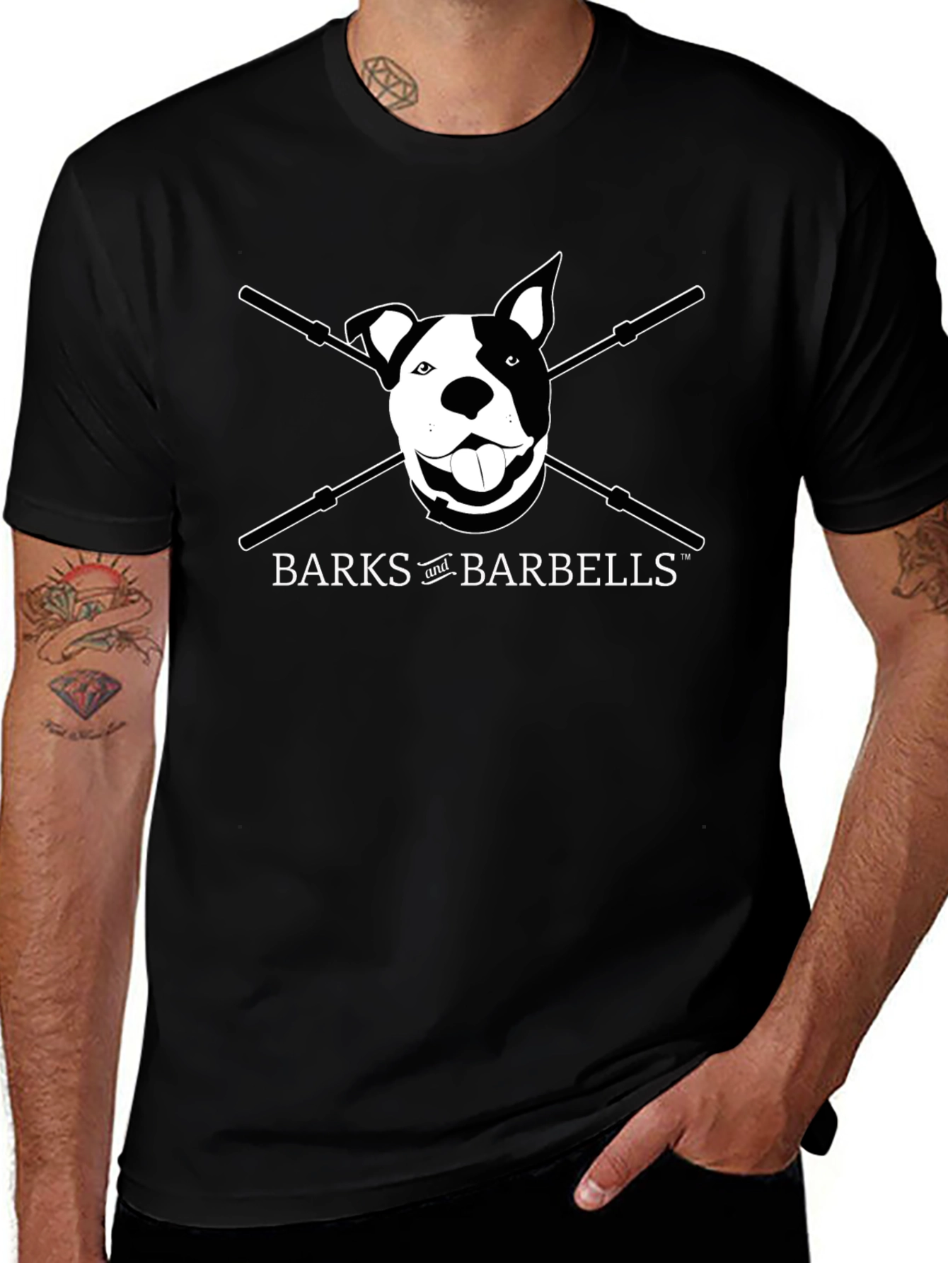 BARKS and BARBELLS Dog T-Shirt - Black