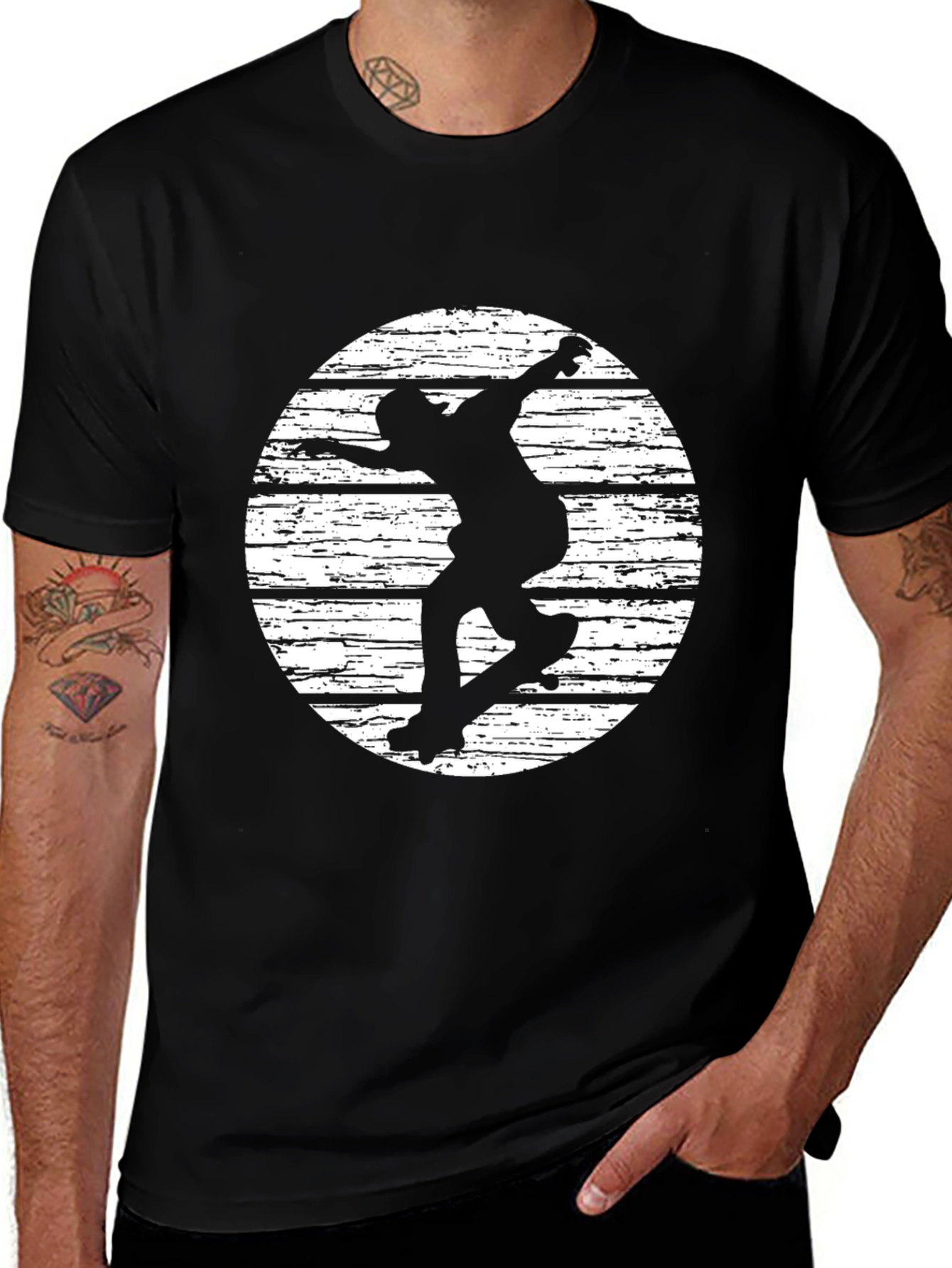 Variant 25 of Skater Silhouette Tee - Black Graphic T-Shirt