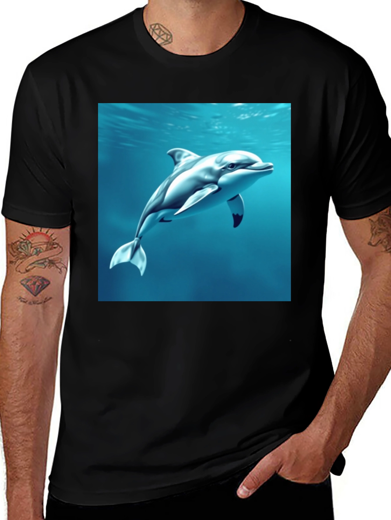 Variant 18 of Dolphin Graphic Tee - Men's Black T-Shirt