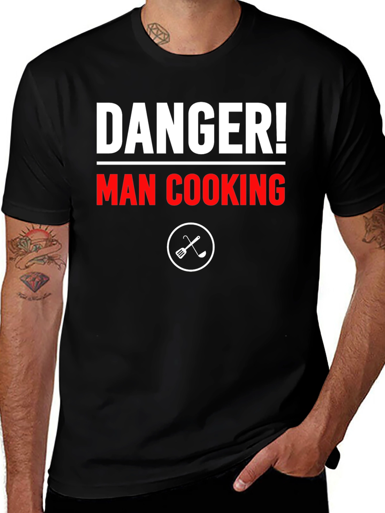 Variant 8 of Danger! Man Cooking T-Shirt - Funny Chef Tee