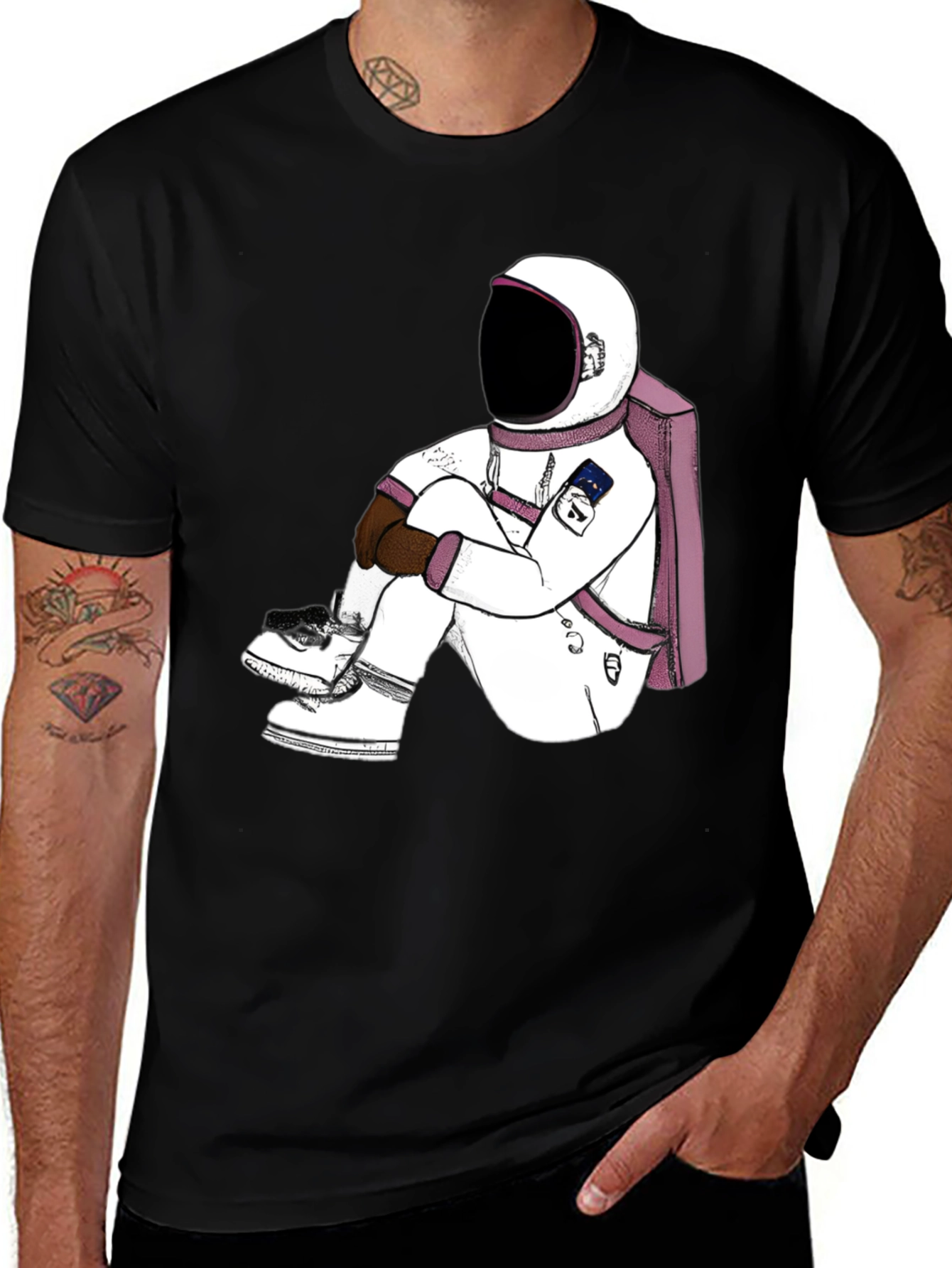 Variant 9 of Astronaut Graphic Tee - Black T-Shirt