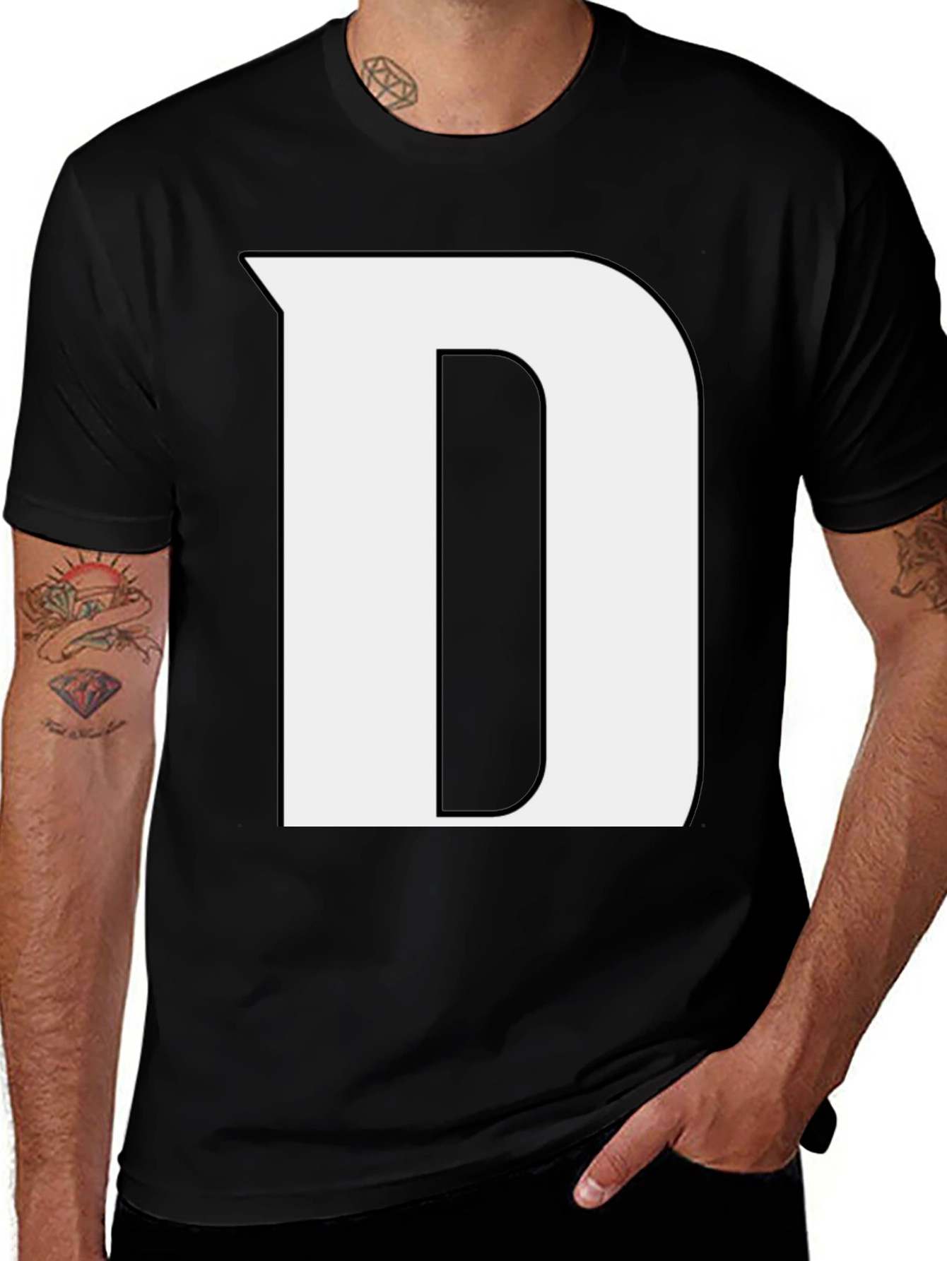 Variant 14 of Bold Initial "D" Black T-Shirt