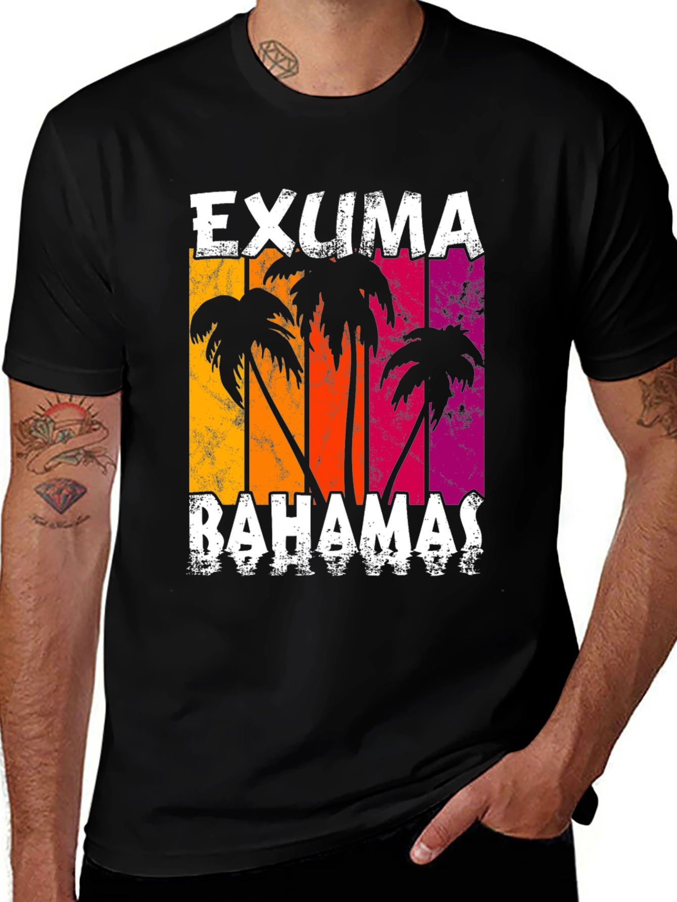Exuma Bahamas Palm Tree Graphic T-Shirt