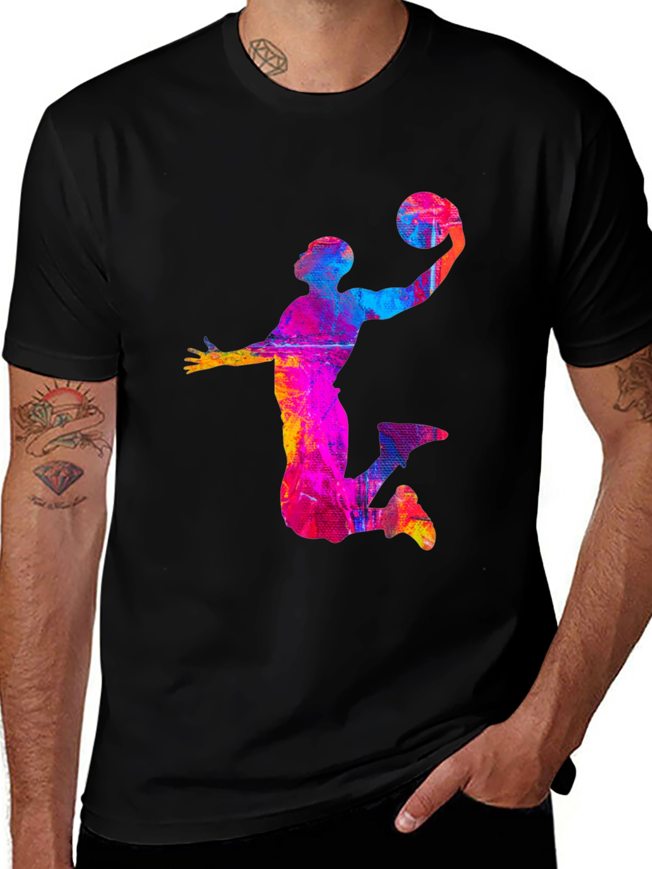 Variant 12 of Colorful Basketball Player Graphic Tee