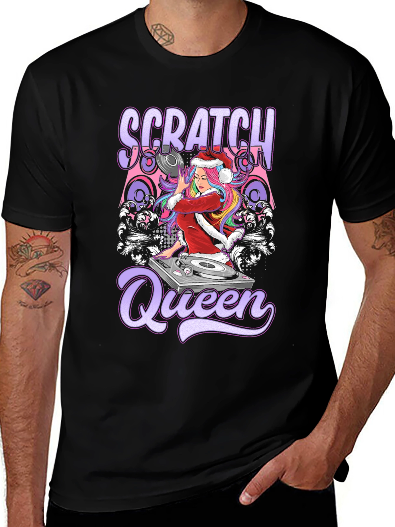 Variant 25 of Scratch Queen Christmas DJ Graphic Tee