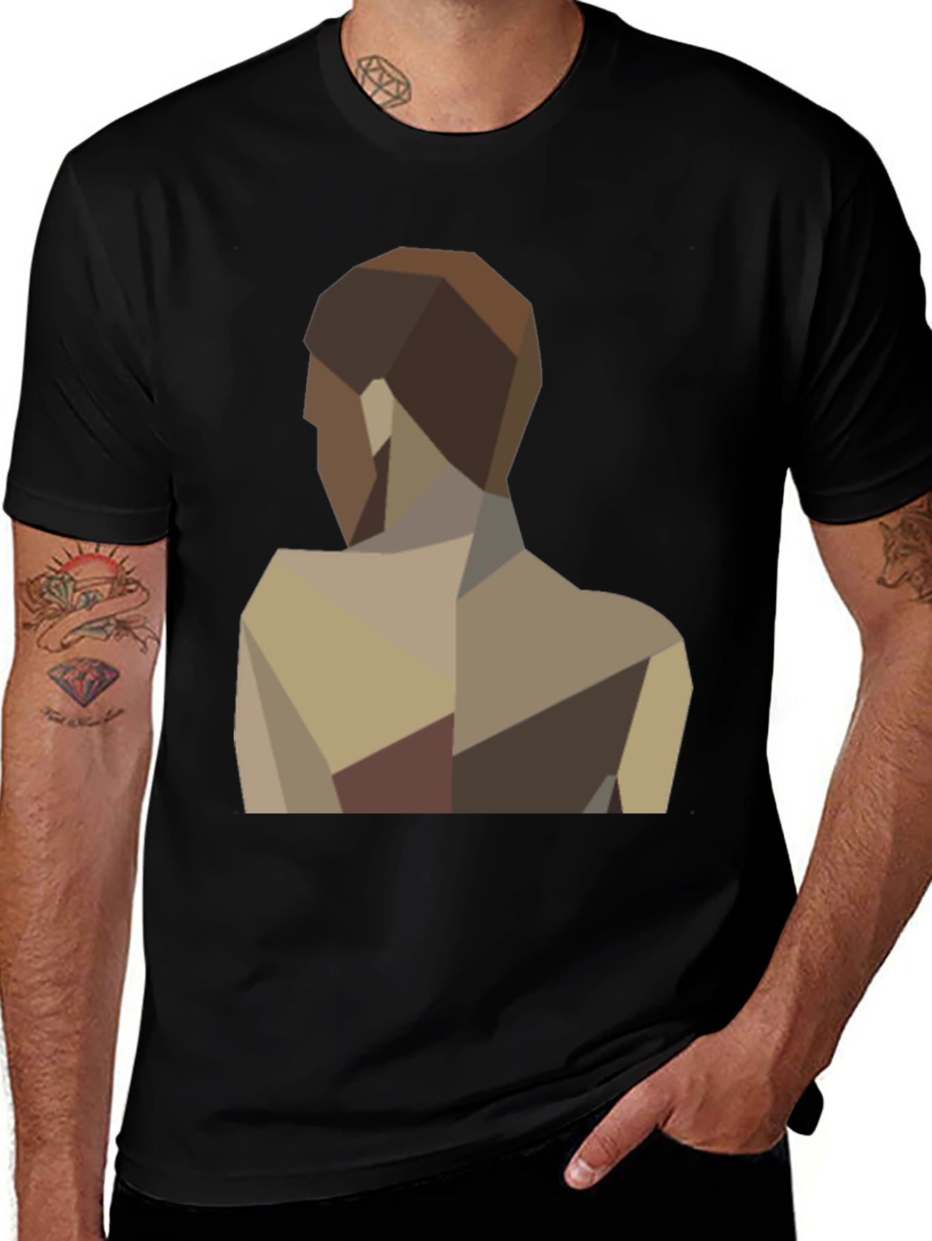 Variant 26 of Geometric Man Back Graphic Tee - Modern Minimalist Design