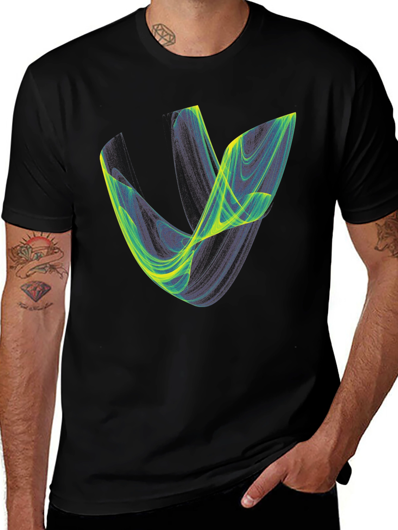 Variant 26 of Abstract Graphic Tee - Black Cotton Blend