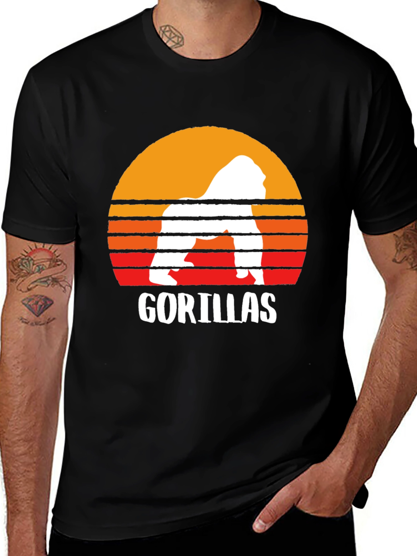 Variant 13 of Retro Gorilla Sunset Graphic Tee