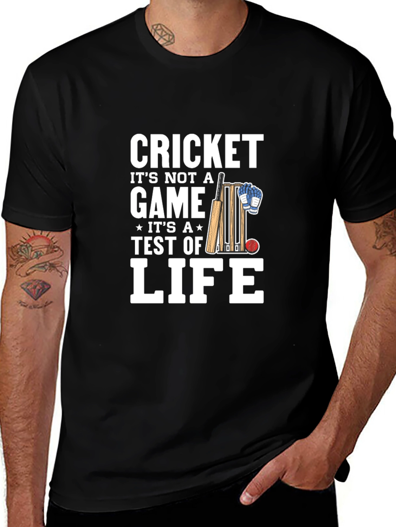 Variant 13 of Cricket is Life Men's Black T-Shirt
